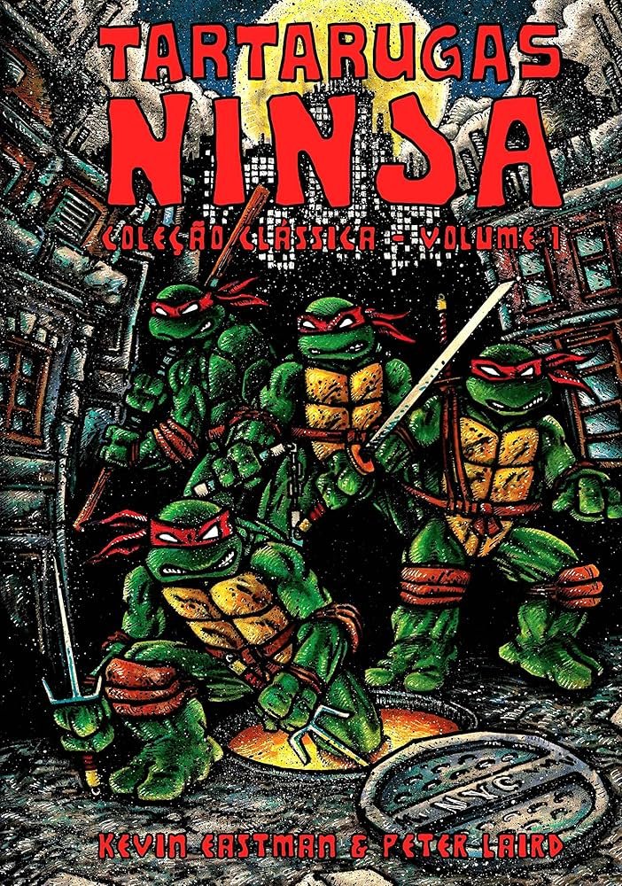 Capa da Coleção Clássica Tartarugas Ninja com a arte original dos quadrinhos