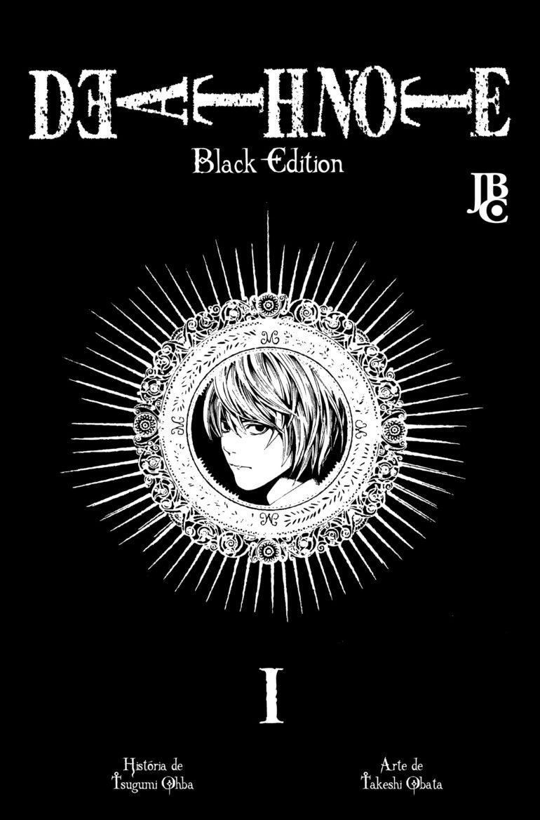 Capa da edição brasileira do mangá Death Note com Light Yagami e Ryuk