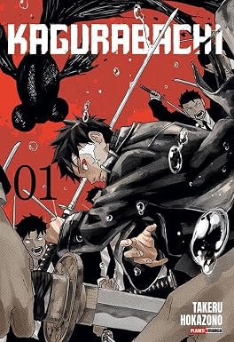 Capa do mangá Kagurabachi Volume 1 mostrando Chihiro Rokuhira empunhando uma espada cercado por personagens em uma composição de ação sobre fundo vermelho.